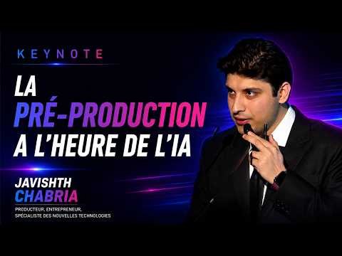 Title card of the keynote: La pr&eacute;-production &agrave; l&rsquo;heure de l&rsquo;IA.